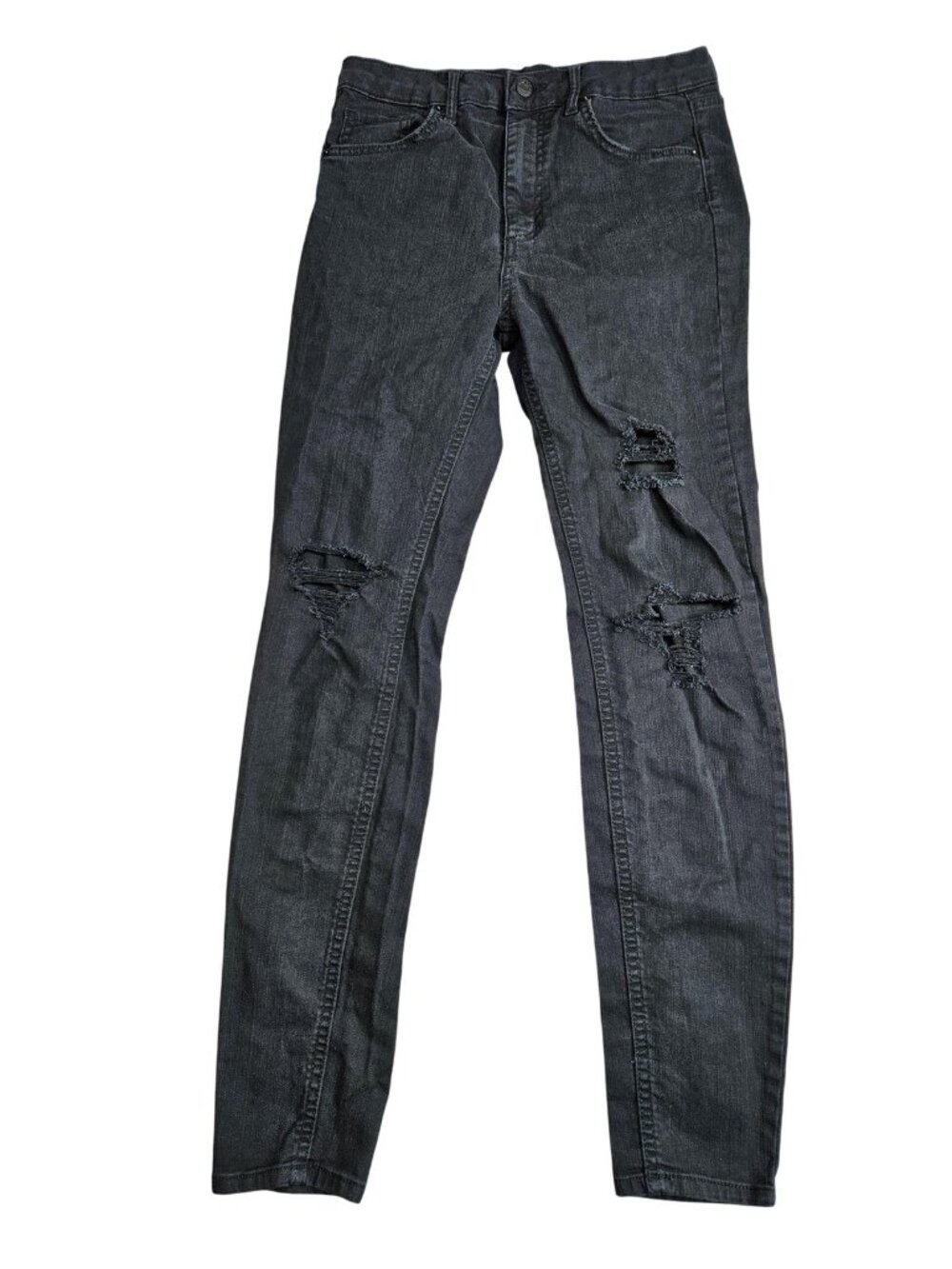 Wild‎ Fable Highest Rise Skinny Jeans Womens 6 Charcoal Distressed Stretch Denim